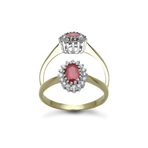 9ct Yellow Gold Diamond And Ruby Ring