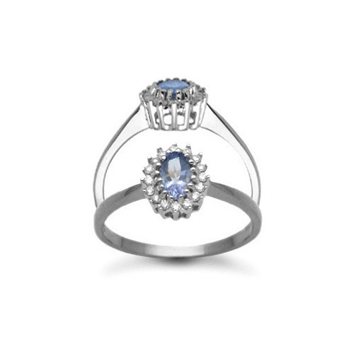 9ct White Gold Diamond And Tanzanite Ring