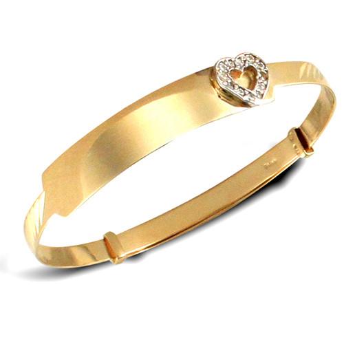 9ct Yellow Gold Childs Cubic Zirconia Expandable Bangle