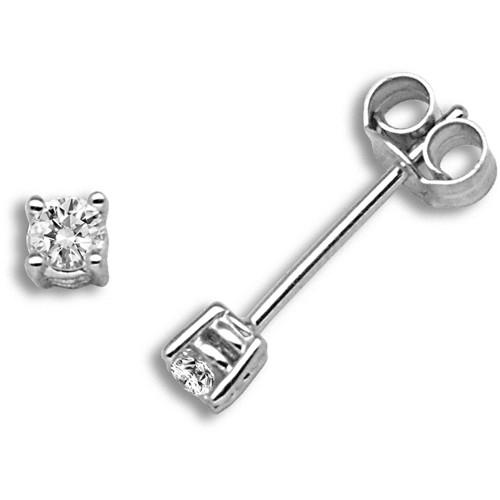 18ct White Gold 20pt Claw Set Solitaire Diamond Stud Earrings.